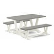 East West Furniture V-Style 3-piece Wood Dining Set in Linen White