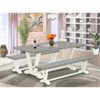 East West Furniture V-Style 3-piece Wood Kitchen Table Set in Linen White