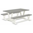 East West Furniture V-Style 3-piece Wood Kitchen Table Set in Linen White