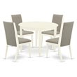 East West Furniture Boston 5-piece Wood Dining Set in Linen White/Shitake