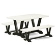 East West Furniture V-Style 3-piece Wood Dining Table Set in Black