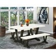 East West Furniture V-Style 3-piece Wood Dining Table Set in Black