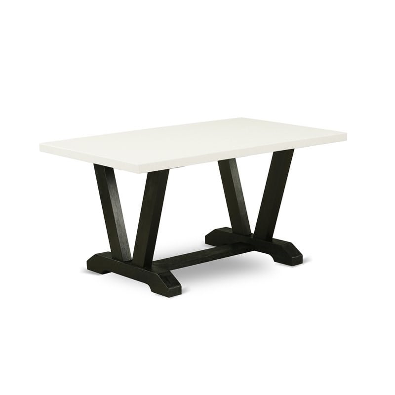 East West Furniture V-Style 3-piece Wood Dining Table Set in Black