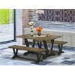 East West Furniture V-Style 3-piece Wood Dining Room Table Set in Black