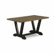 East West Furniture V-Style 3-piece Wood Dining Room Table Set in Black