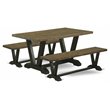 East West Furniture V-Style 3-piece Wood Dining Room Table Set in Black