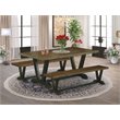 East West Furniture V-Style 3-piece Wood Dining Table and Bench Set in Black