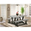 East West Furniture V-Style 3-piece Wood Kitchen Set in Black