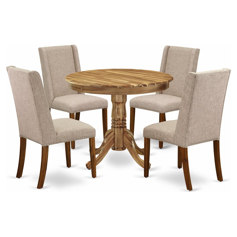 East West Furniture Antique 5-piece Wood Dining Table Set in Natural