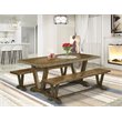 East West Furniture V-Style 3-piece Wood Kitchen Set in Jacobean Brown