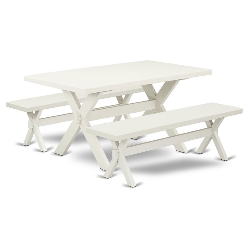 East West Furniture X-Style 3-piece Wood Kitchen Set in Linen White