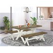 East West Furniture X-Style 3-piece Wood Dining Table Set in Linen White