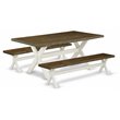 East West Furniture X-Style 3-piece Wood Dining Room Set in Linen White