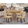 East West Furniture Antique 5-piece Wood Dining Set in Natural/Brown