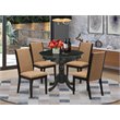 East West Furniture Antique 5-piece Wood Dining Set in Black/Light Sable