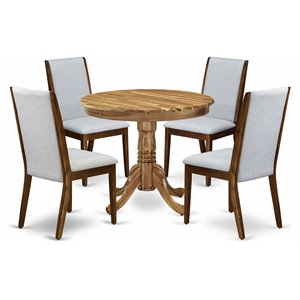 east west furniture antique 5-piece wood dining room set in natural