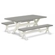 East West Furniture X-Style 3-piece Wood Dining Table and Bench Set in White