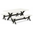 East West Furniture X-Style 3-piece Wood Kitchen Table Set in Black
