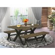 East West Furniture X-Style 3-piece Wood Dining Table Set in Black