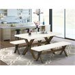 East West Furniture X-Style 3-piece Wood Kitchen Set in Jacobean Brown