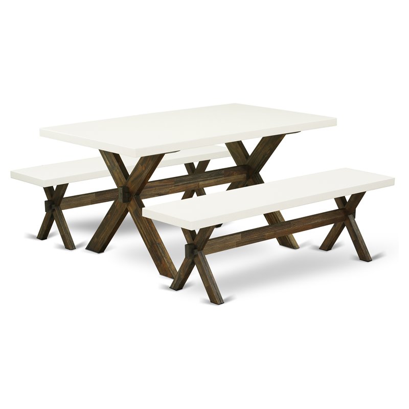 East West Furniture X-Style 3-piece Wood Kitchen Set in Jacobean Brown