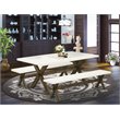 East West Furniture X-Style 3-piece Wood Dining Table Set in Jacobean Brown