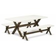 East West Furniture X-Style 3-piece Wood Dining Table Set in Jacobean Brown