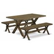 East West Furniture X-Style 3-piece Wood Kitchen Table Set in Jacobean Brown