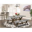 East West Furniture X-Style 3-piece Wood Dining Table and Bench Set in Brown