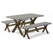 East West Furniture X-Style 3-piece Wood Dining Table and Bench Set in Brown