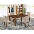 East West Furniture Celina 5-piece Wood Dining Set in Natural/Clay
