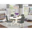 East West Furniture Avon 5-piece Wood Dining Set in Linen White/Gray