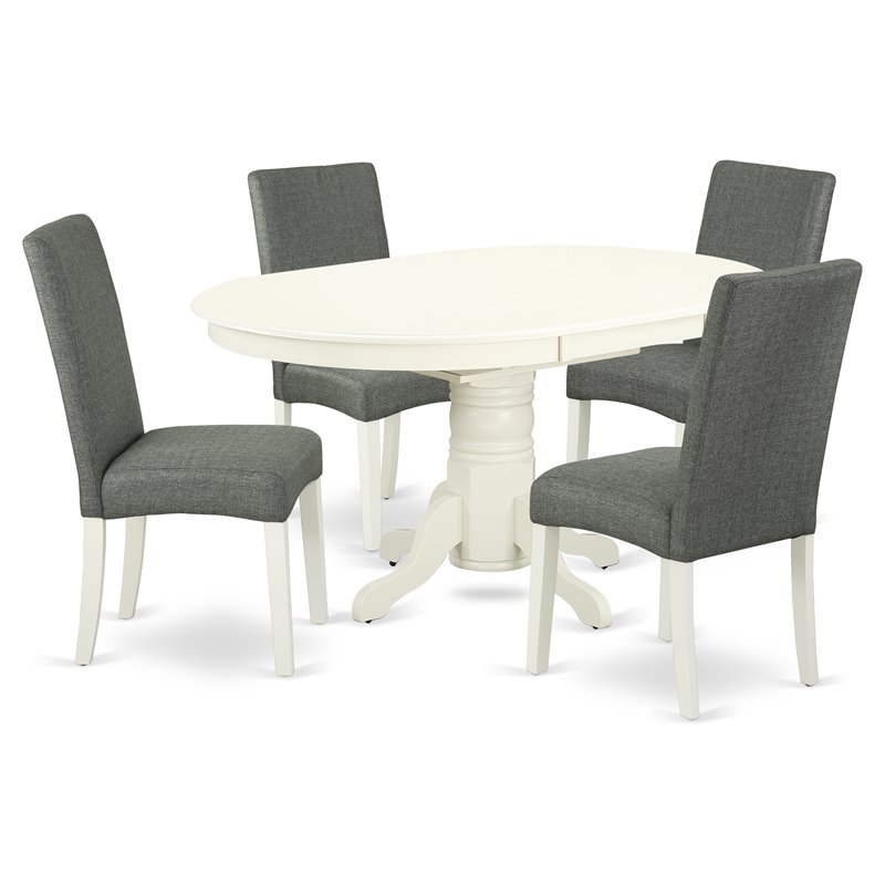 East West Furniture Avon 5-piece Wood Dining Set in Linen White/Gray