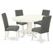 East West Furniture Avon 5-piece Wood Dining Set in Linen White/Gray