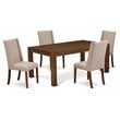 East West Furniture Lismore 5-piece Wood Dining Set in Walnut/Clay
