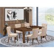 East West Furniture Lismore 7-piece Wood Dining Set in Walnut/Light Tan