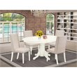 East West Furniture Avon 5-piece Wood Dining Set in Linen White