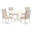East West Furniture Avon 5-piece Wood Dining Set in Linen White