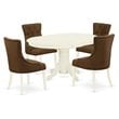 East West Furniture Avon 5-piece Wood Dining Set in Linen White/Dark Coffee