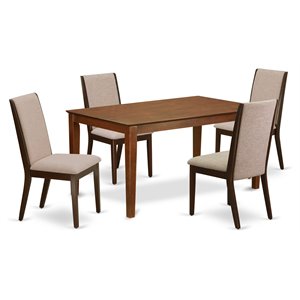 East West Furniture Capri 5-piece Wood Dining Set in Mahogany/Light Tan