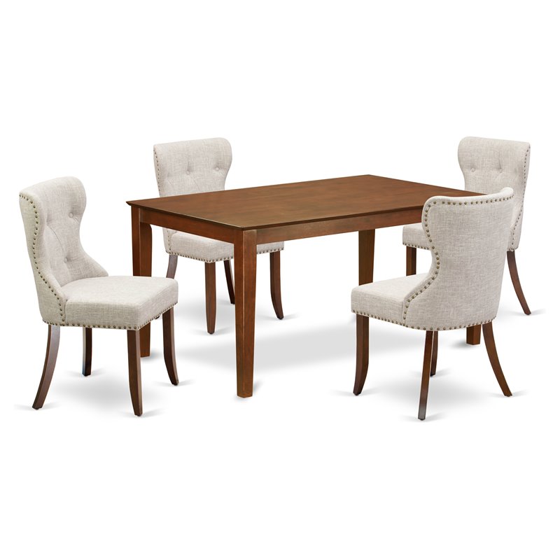 East West Furniture Capri 5-piece Wood Dining Room Set in Mahogany