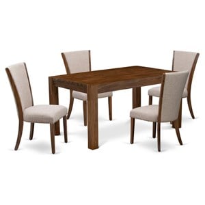 East West Furniture Celina 5-piece Wood Dining Table Set in Natural