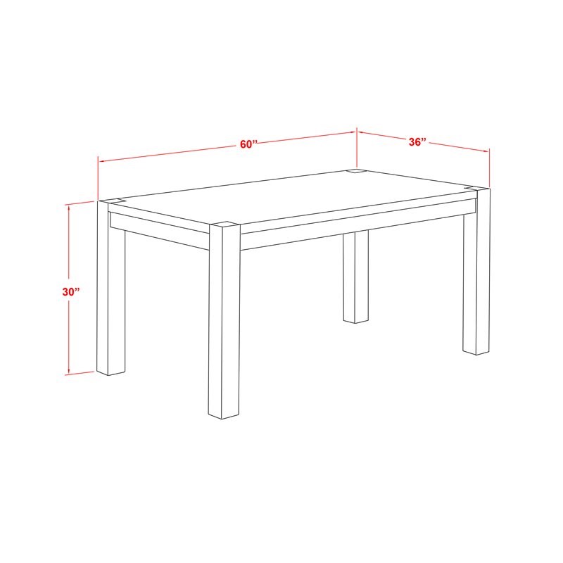 East West Furniture Celina 5-piece Wood Dining Table Set in Natural