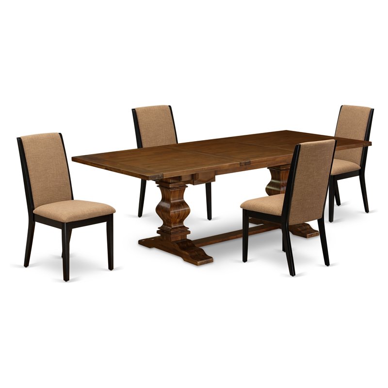 East West Furniture Lassale 5-piece Wood Dinette Set in Walnut