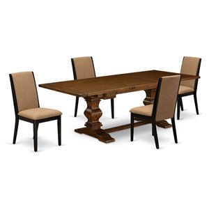 East West Furniture Lassale 5-piece Wood Dinette Set in Walnut