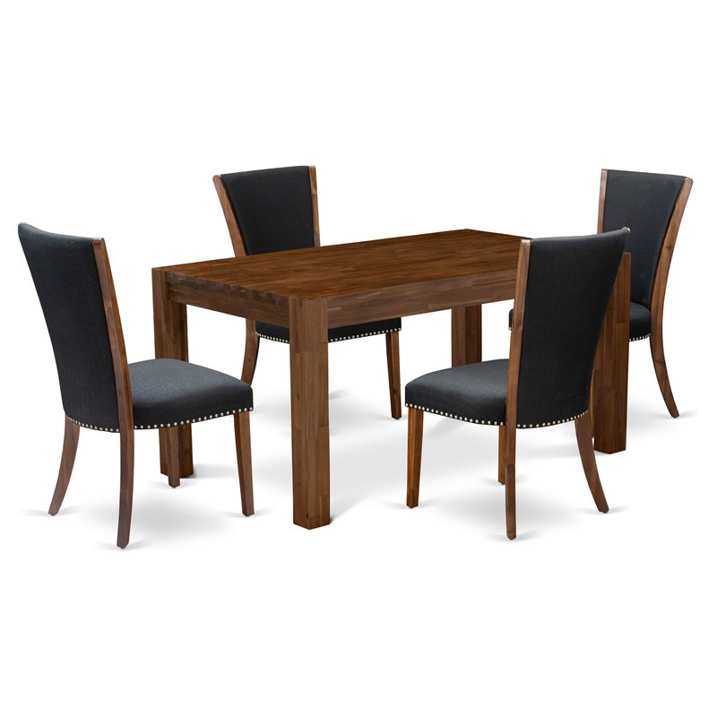 East West Furniture Celina 5-piece Wood Dining Set in Natural/Black