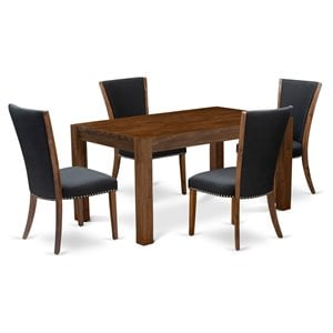 East West Furniture Celina 5-piece Wood Dining Set in Natural/Black