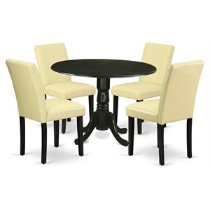 east west furniture dublin 5-piece wood dining set in black/eggnog