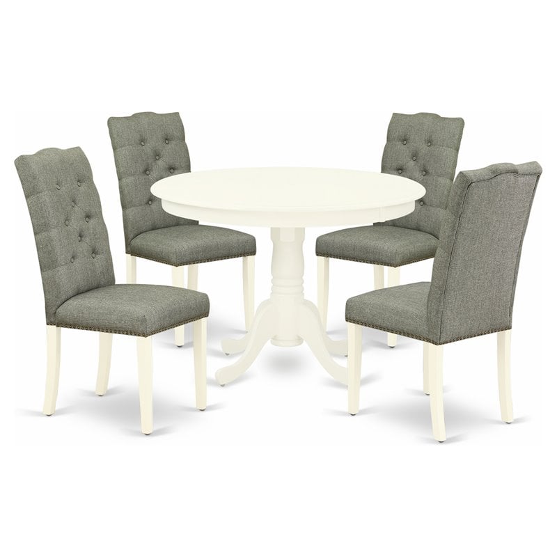 East West Furniture Hartland 5-piece Wood Dining Set with High Back in White