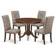 East West Furniture Hartland 5-piece Wood Dining Set with High Back in Mahogany